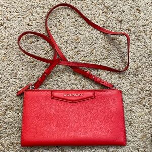 Used Givenchy Antigona Flat Crossbody Pouch in Red